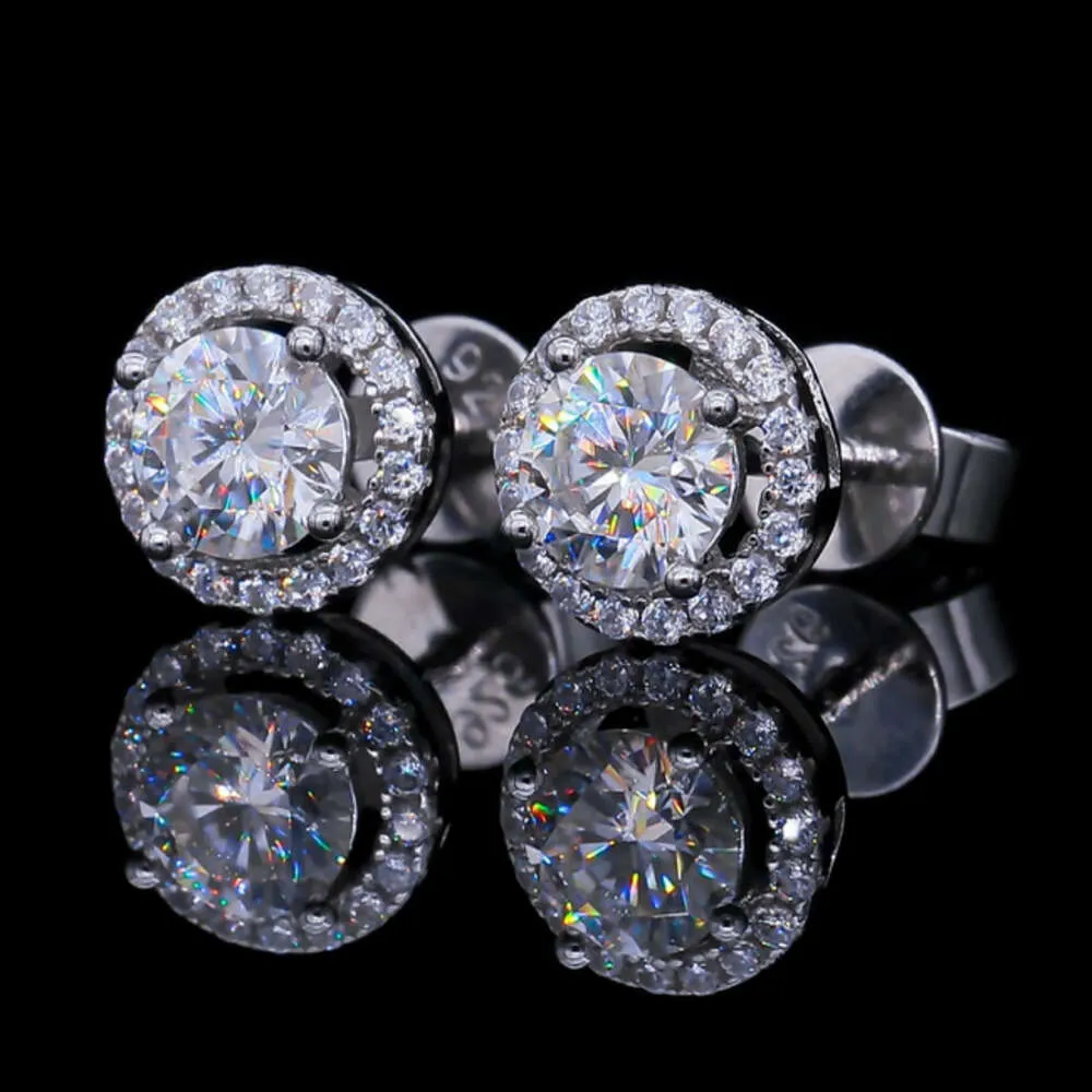 Pendientes de botón RINNTIN SME S de plata esterlina chapados en oro blanco de 0,5 a 1,0 quilates con diamantes de moissanita de color D EF para mujer_voghion.com