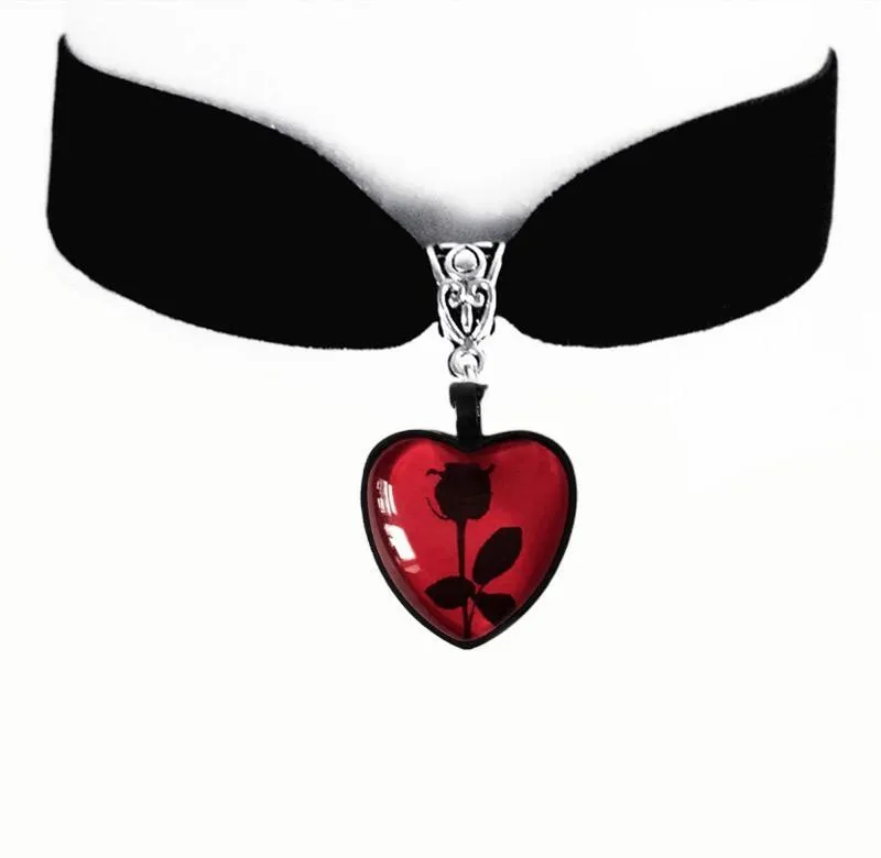 Vedhæng Halskæder Gotisk Punk Stor Rød Rose Hjerte Halskæde Vintage 80'er Æstetisk Kærlighed Inspireret Choker Til Kæreste_voghion.com
