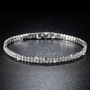 Zircon Chain Link Bracelet - Elegant Rectangular Stone Jewellery_voghion.com