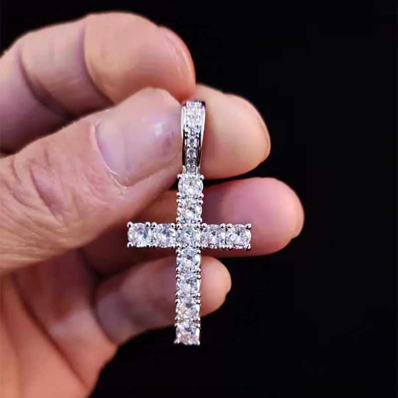 Anheng Halskjeder Menn Kvinner Hip Hop Cross Halskjede Med 4mm Zircon Tennis Kjede Iced Out Bling HipHop Smykker Mote_voghion.com
