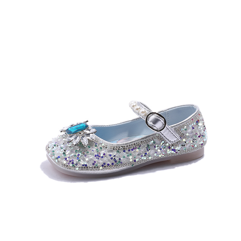 Princess Elsa 2024 Summer New Soft Sole Children's Play Little Leather Girl's Fashion Crystal Single Shoes_voghion.com