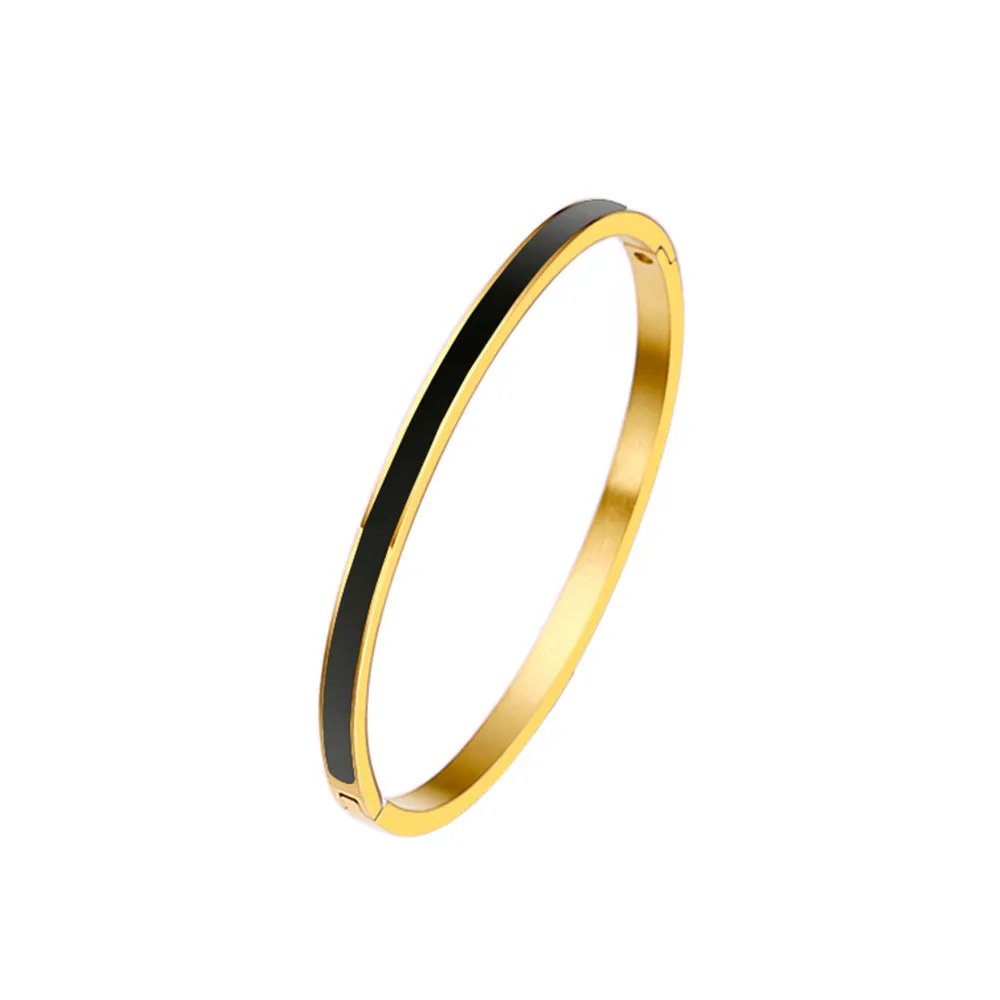 Titanium Steel Enamel Bangle Gold Plated Designer Bracelet For Women_voghion.com