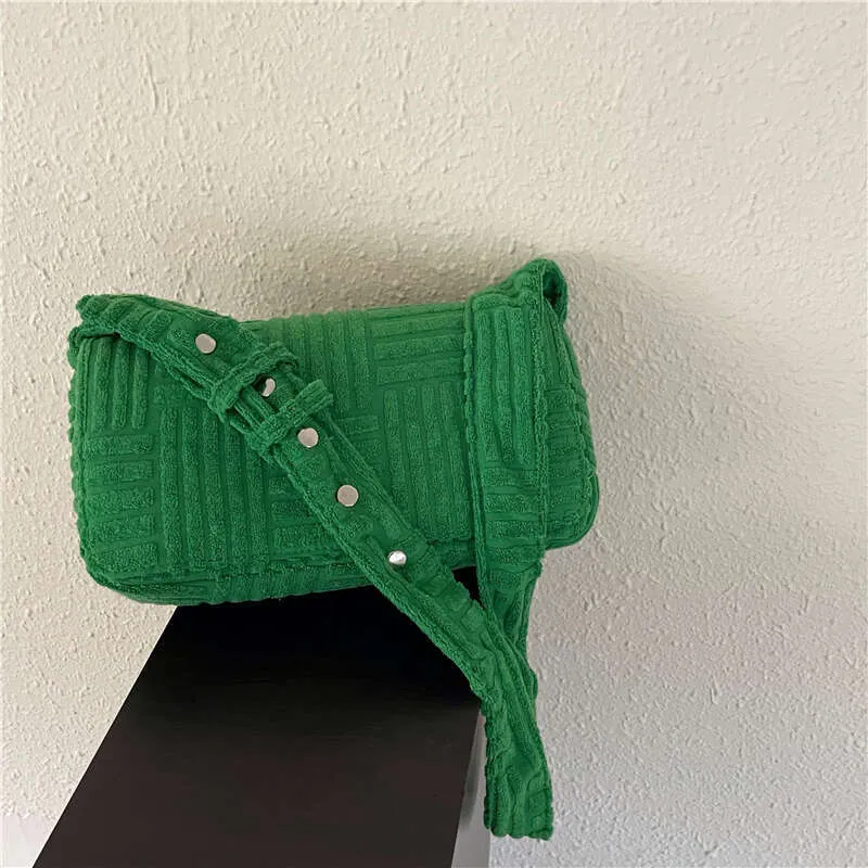 Grüne Handtuch Stoff Handtaschen und Geldbörse Designer Crossbody Mode Kissen Taschen für Frauen Schulter Tasche Damen Tote Clutch_voghion.com