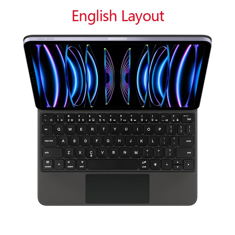 TrackPad Magic Keyboard For iPad Pro 11 2022-2018 Air 5 4 10.9 Air4 Air5 Tablet Case Arabic Hebrew French German Portuguese_voghion.com