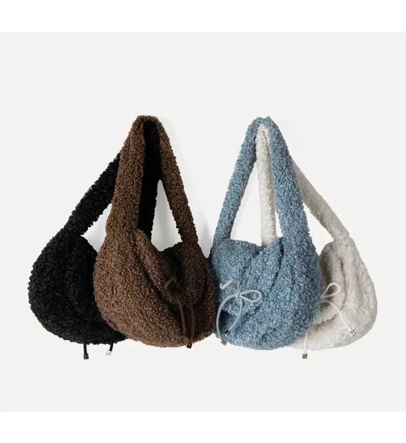 Modische Plüsch-umhängetasche Große Lammfell-handtasche Damen_voghion.com