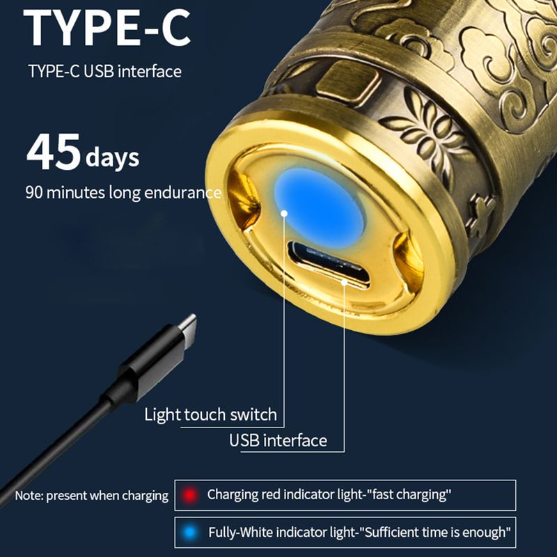 Ruixingst USB zema trokšņa līmeņa motors pret skrāpējumiem antīka misiņa krāsā mazgājams mini elektriskais skuveklis āra lietošanai_voghion.com