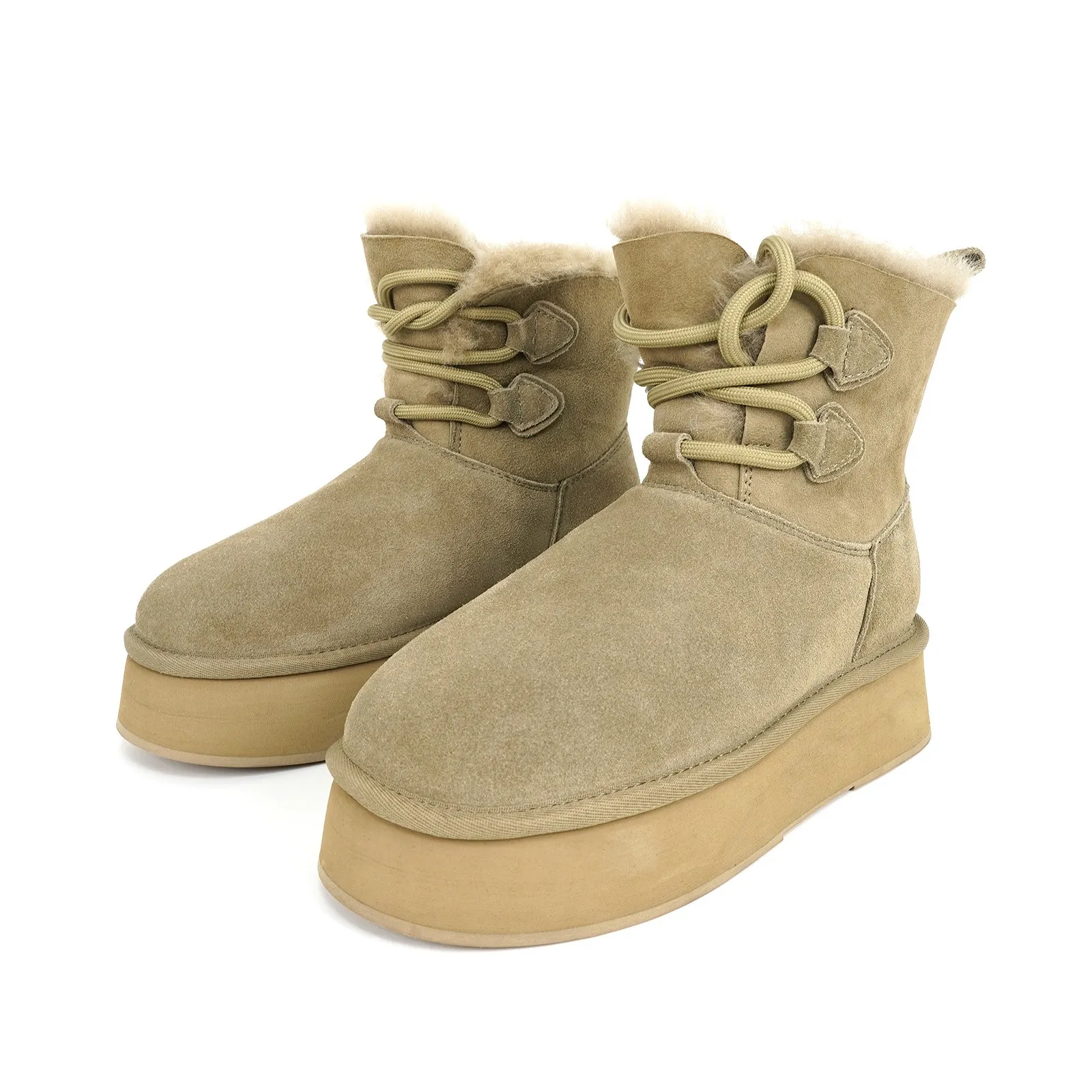 Thick soled raised leather 2025 new model sheepskin wool integrated warm and stylish versatile women's anti slip snow_voghion.com