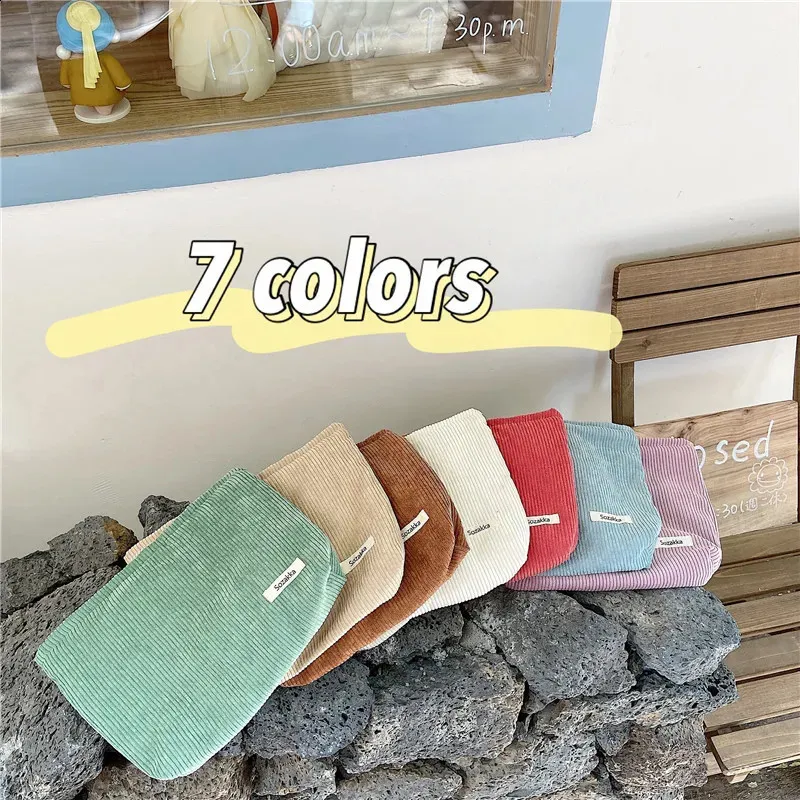 Große Kosmetiktasche aus Cordstoff für Damen, Reisetasche für Lippenstift, Organizer, Reißverschluss, Clutch, Handy-Geldbörse_voghion.com