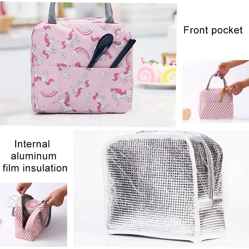 Thermal Dinner Canvas Handbag Picnic Cooler Travel Breakfast Box School Children Convenient Lunch Bag Tote Food_voghion.com