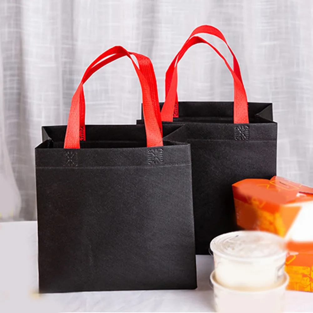 High Quality Foldable Women Reusable Fabric Non-woven Tote Pouch Lunch Eco Bag Grocery Shopping Bags Handbag_voghion.com