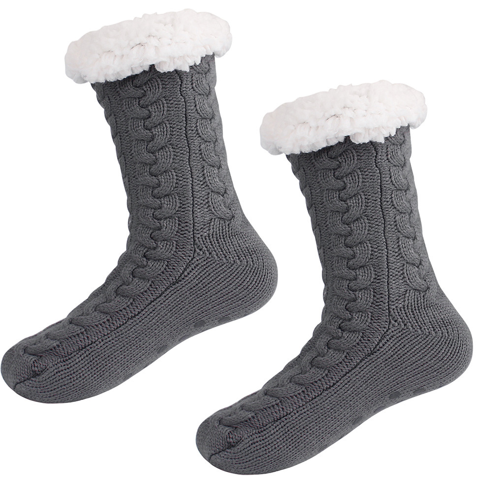 Lillian Autumn Winter Fleece-Lined Warm Christmas Socks With Anti-Slip Sole For Home Floor Popular Cross-Border Slippers Socks,_voghion.com