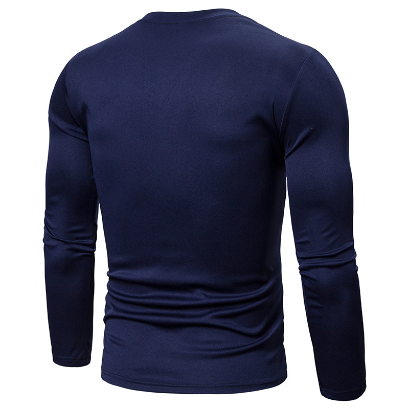 2024 Autumn New Long Sleeved Patchwork Round Neck Men's T-shirt European Size Slim Fit Casual Top_viptrois.com
