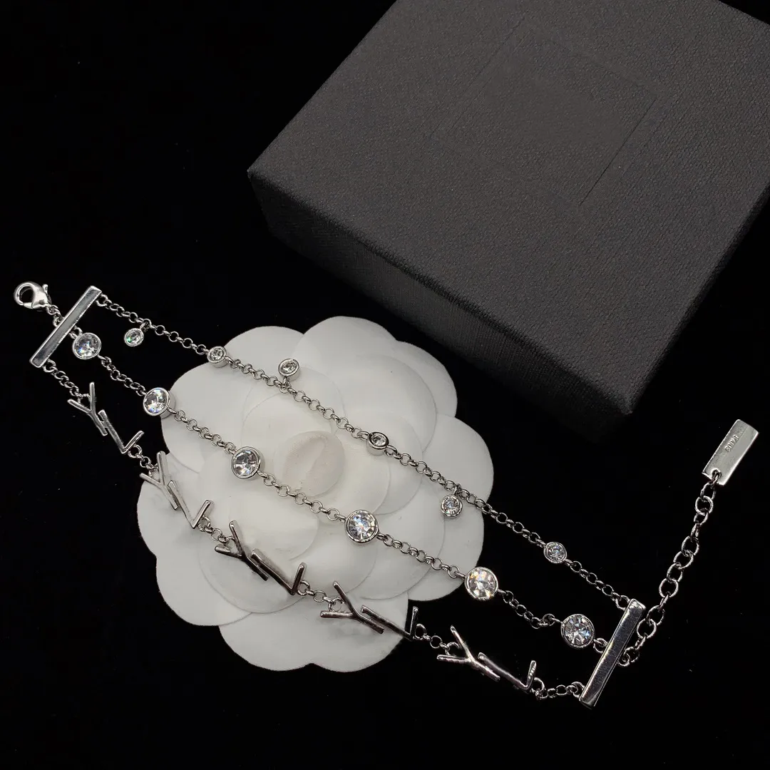 Designer Buchstaben Diamant Armband Herren Damen Gold Silber Schmuck Mode Ketten für Frauen Vintage Armbänder Geschenk_voghion.com