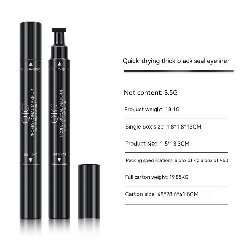 QIC makeup double head triangle wing seal eyeliner pen non smudging waterproof sweatproof Vietnam_voghion.com