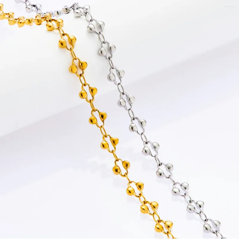 Chaînes Collier à maillons en acier inoxydable fait à la main pour femmes et filles, en forme de fleur, pour fête, cadeaux, bijoux, accessoires_voghion.com