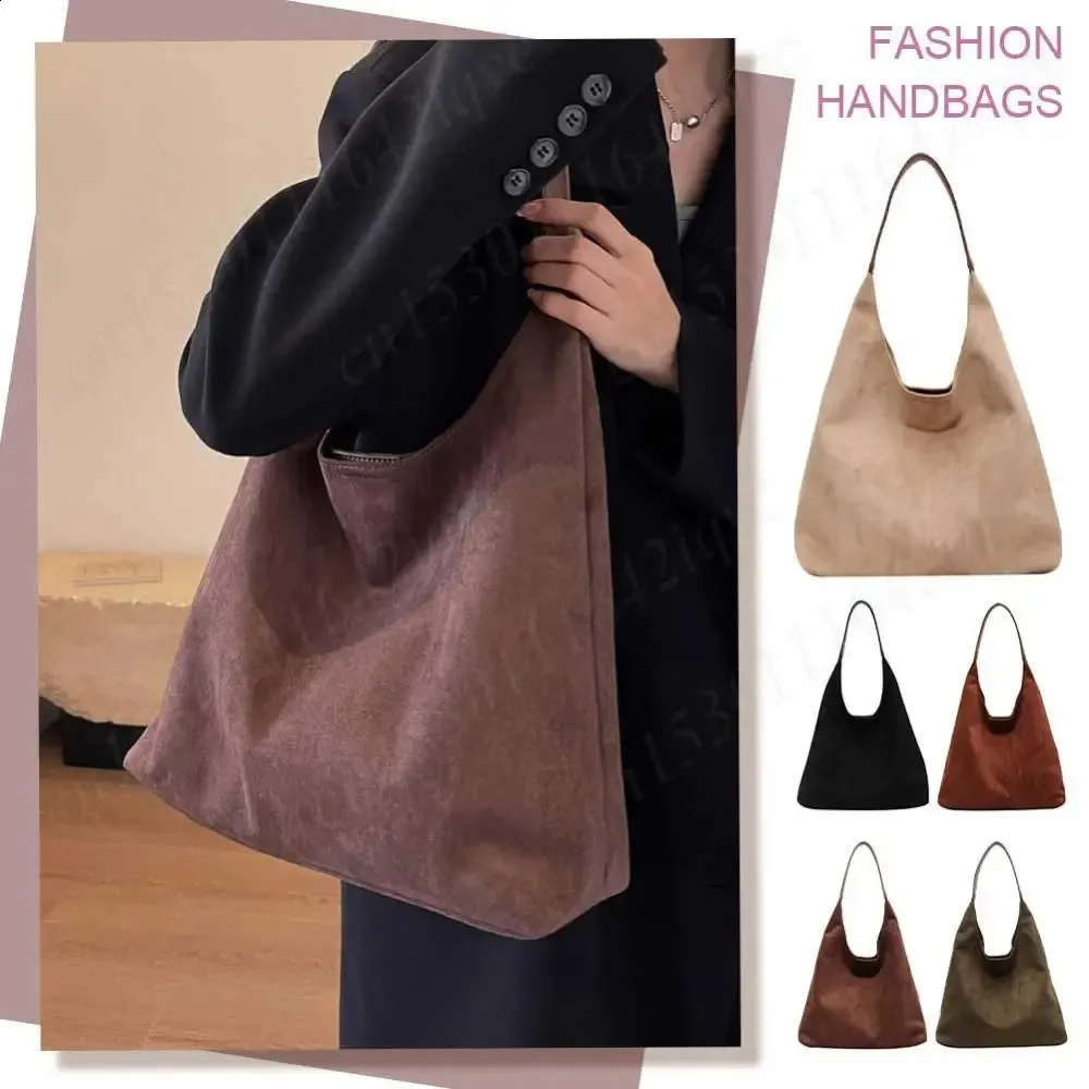 Borsa a tracolla semplice in pelle scamosciata vintage da donna, grande capacità, elegante, da viaggio, con chiusura a gancio, in tinta unita, 240919_voghion.com