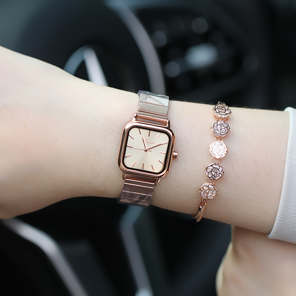 Nuovo orologio impermeabile al quarzo con cinturino quadrato piccolo da donna Accademia giapponese Versatile_voghion.com