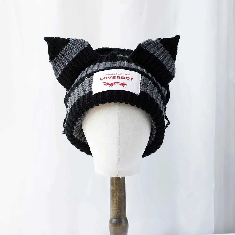 2024 neue süße Mode Hoodie Lover Boy gestrickte Doppelschicht warme Fuchs Ohren Wolle Nischendesign Hip Hop personalisierte kalt_voghion.com