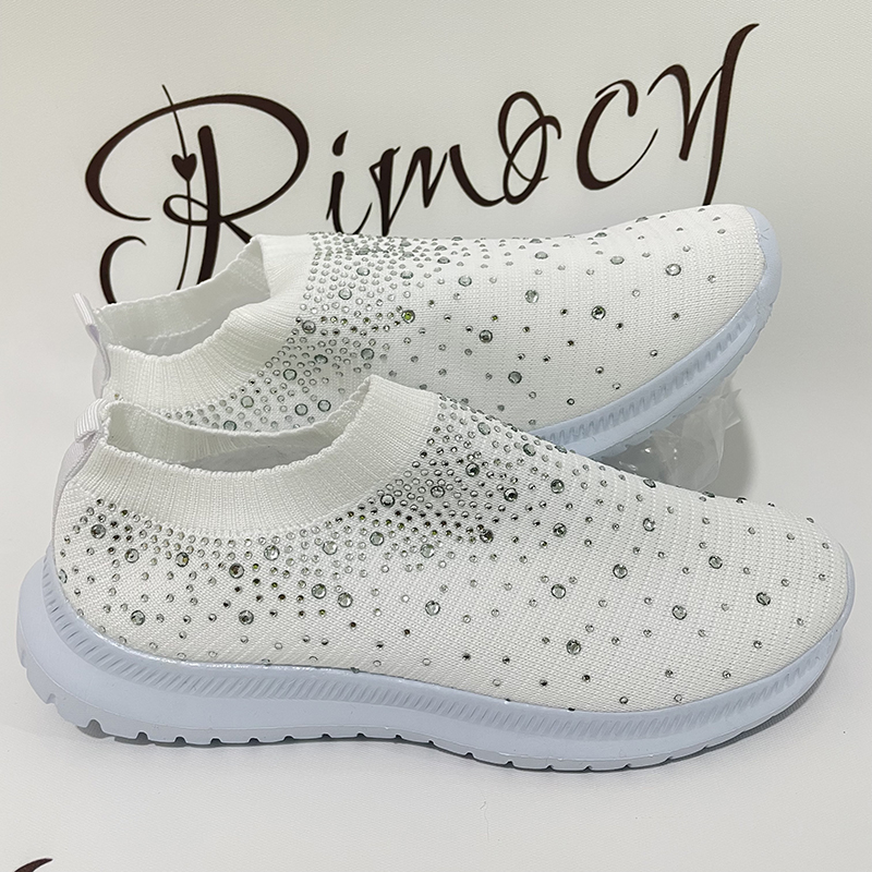Sneakers donna in mesh con cristalli e suola morbida bianchi_voghion.com
