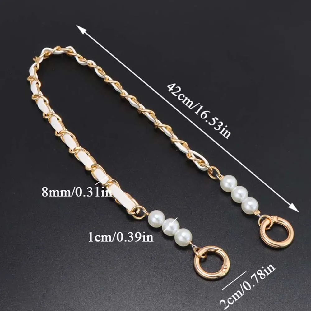 1Pc 42cm PU Leather+Metal Chain For Handbag Women Fashion Wrist Strap Phone Lanyard DIY Replacement Purse Handles Bag_voghion.com