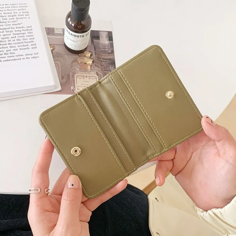 New Wrinkled Bag Anti Thief Solid Color Card Case Ultrathin PU Leather Short Purse Woman_voghion.com