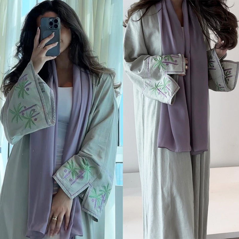 Women's Clothing Arab Dubai Fashion Saudi Arabia Embroidery Abaya Cardigan Robe Turkish Coat Women's Clothing