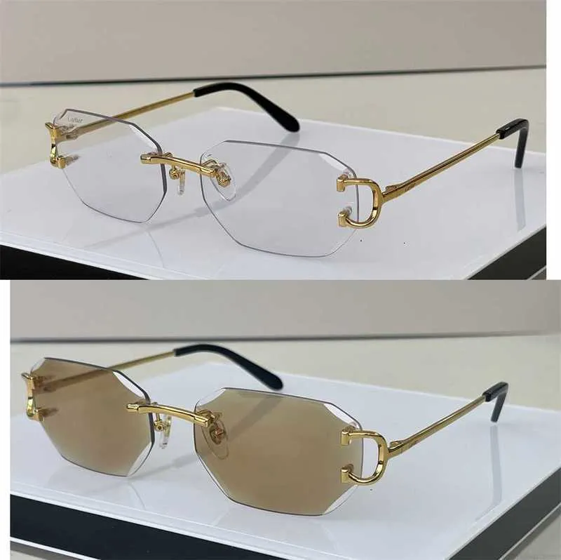 Gafas de sol de diseñador para hombre, gafas pocromáticas de marca de moda, estilo sin marco, lentes con corte diamantado, para hombre, diseñadores retro vintage._voghion.com