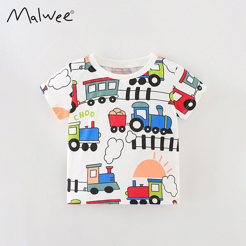 Malwee Children's Short Sleeve Summer New European And American Style Casual Printed Crew Neck T-Shirt For Boys_voghion.com