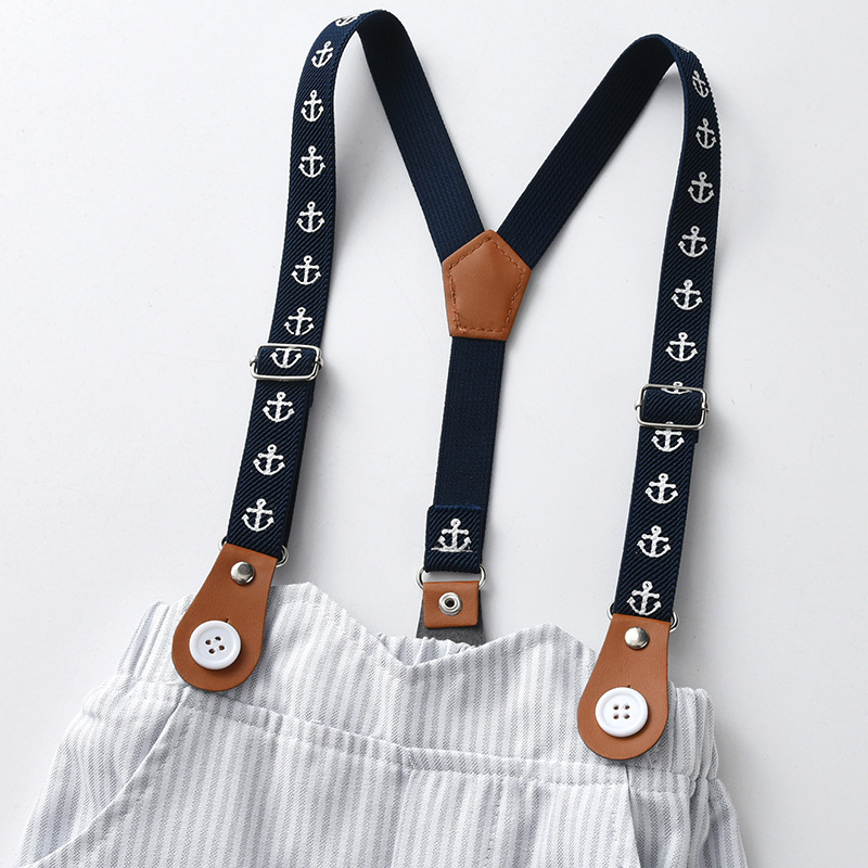 Mother&Kids Jongenskleding Herenoverall Driedelig kinderpak Babyzomer jongenszomerpak met korte mouwen_voghion.com