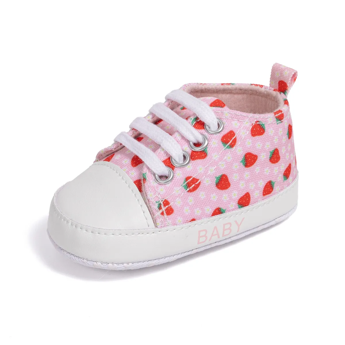 Infant Strawberry High Top Non-slip Crib Shoes For Baby Girls_voghion.com