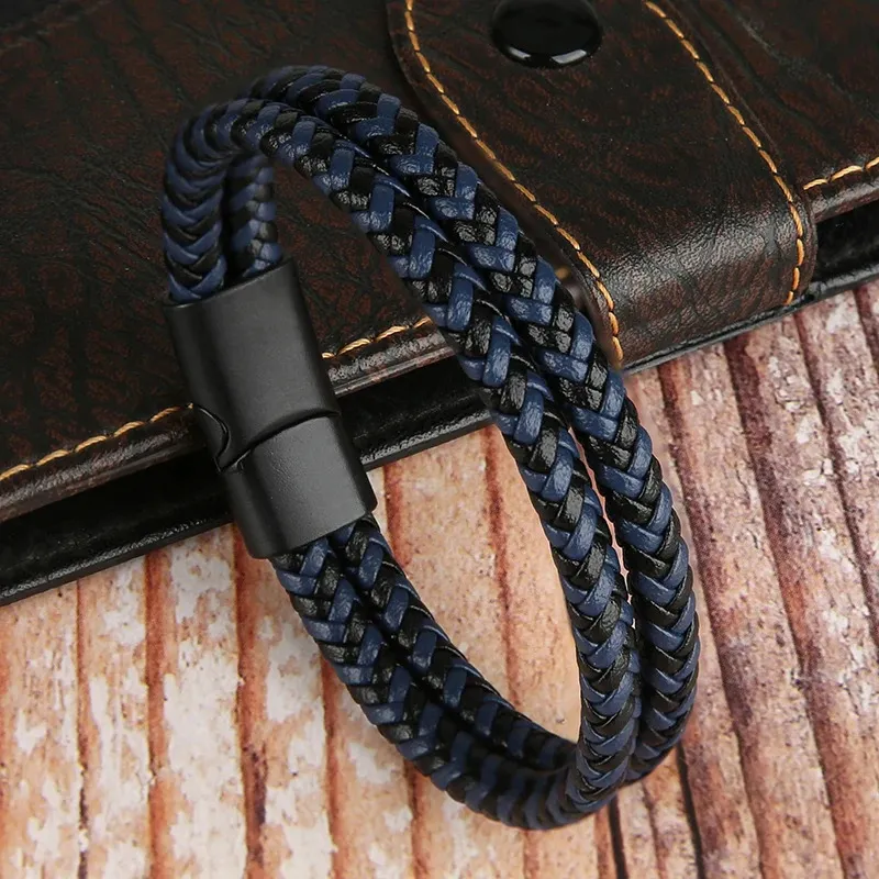 Genuine Bracelets Bangles for Men Women Double Layer Leather Rope Bracelet Handmade Jewelry Homme Pulseras 240507_voghion.com