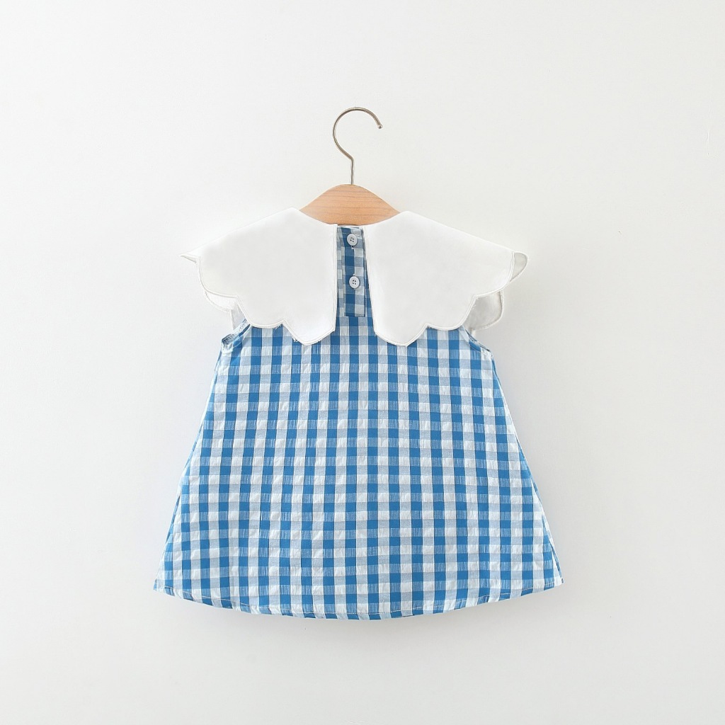 Summer New Sleeveless Baby Girl Dress Small Checkered Picnic Party Children's Clothes (0-3 Years Old)_voghion.com