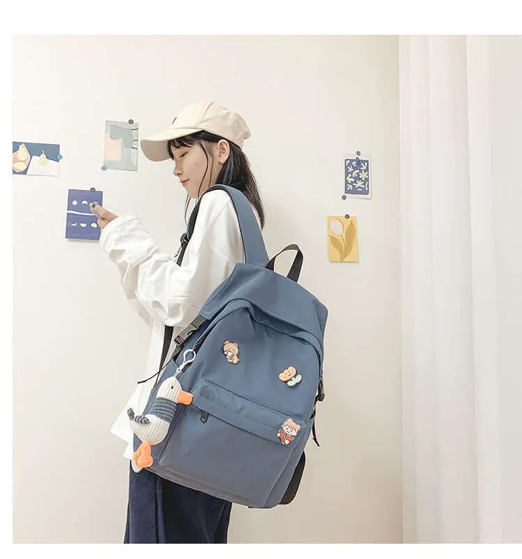 Große Kapazität Nylon Schulranzen Junior Schultern High School Studenten Einfache Freizeit Rucksack_voghion.com