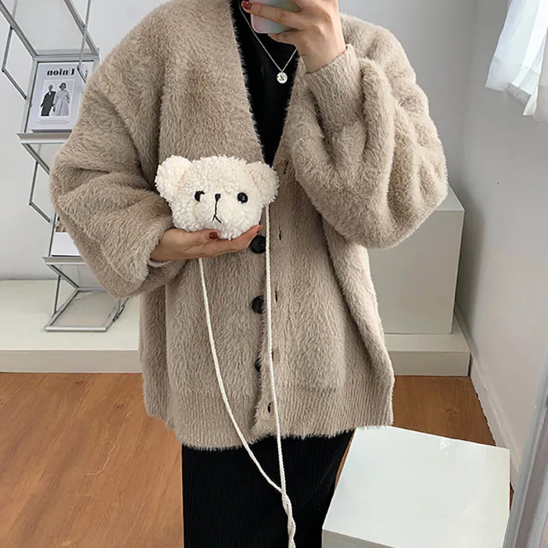 Ryggsäckar Söt björn plysch axelväska för barn Barn Tecknade budväskor kawaii plånböcker små flickor fyllda_voghion.com