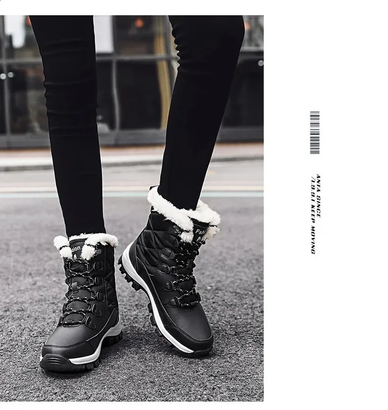 Enkel Dames Winterschoenen Houd Warm Antislip Zwarte Sneeuw Dames Veterlaarzen Chaussures Femme Laarsjes Dames Platte Laars_voghion.com