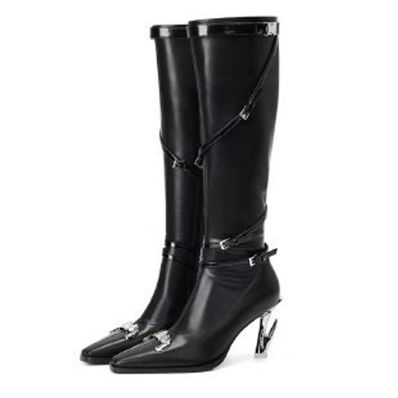 Functional style spicy girl long boots, women's new best-selg autumn 2023 runway show, pointed hook heel high boots_voghion.com