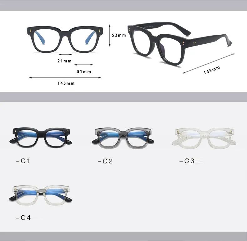 Vintage Eyeglasses Frame Men Women Thick Square Transparent Glasses Eyeglass Clear Tint Custom Photochromic Aspherical_voghion.com