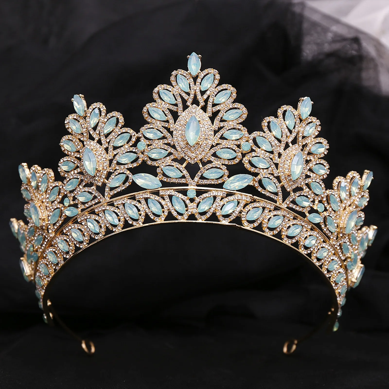 Gioielli Grandi diademi di cristallo barocco Corona nuziale per spose Accessori per capelli da donna Copricapi Principessa Concorso couronne_voghion.com