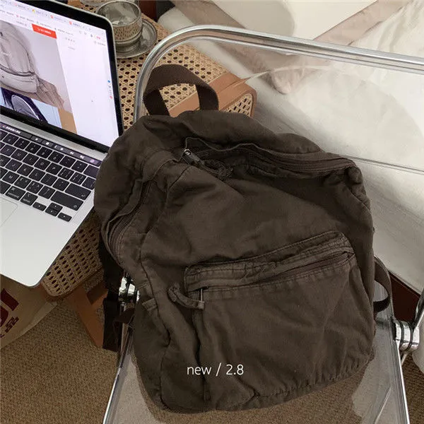 Vintage Backpack For Canvas Women Rucksack Zipper Casual Medium-Capacity Preppy Style Female Bag_voghion.com