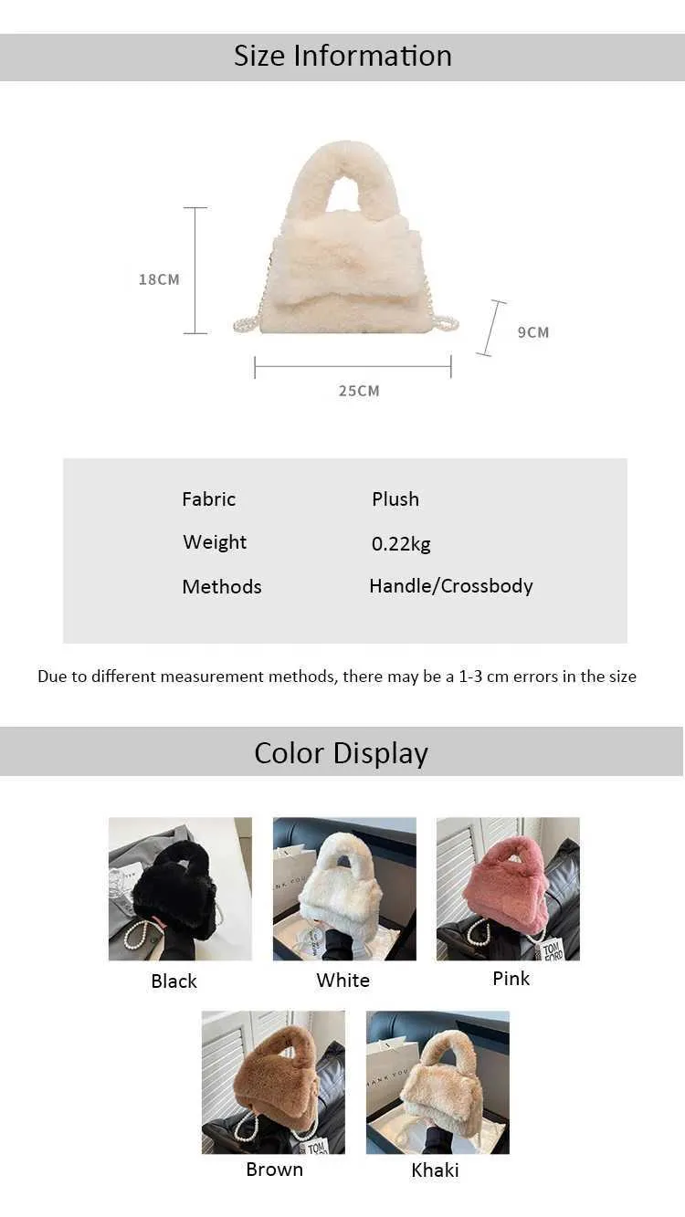 Borsa a mano in peluche donna borsa a tracolla morbida casual_voghion.com