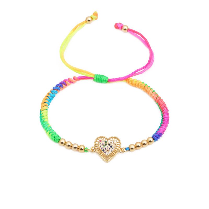 Rope Copper Simple Style Plating Heart Shape Zircon Bracelets_voghion.com