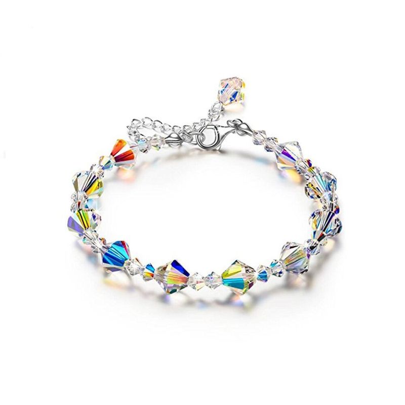 Einfaches geometrisches Armband mit künstlichen Kristallperlen für Damen_voghion.com