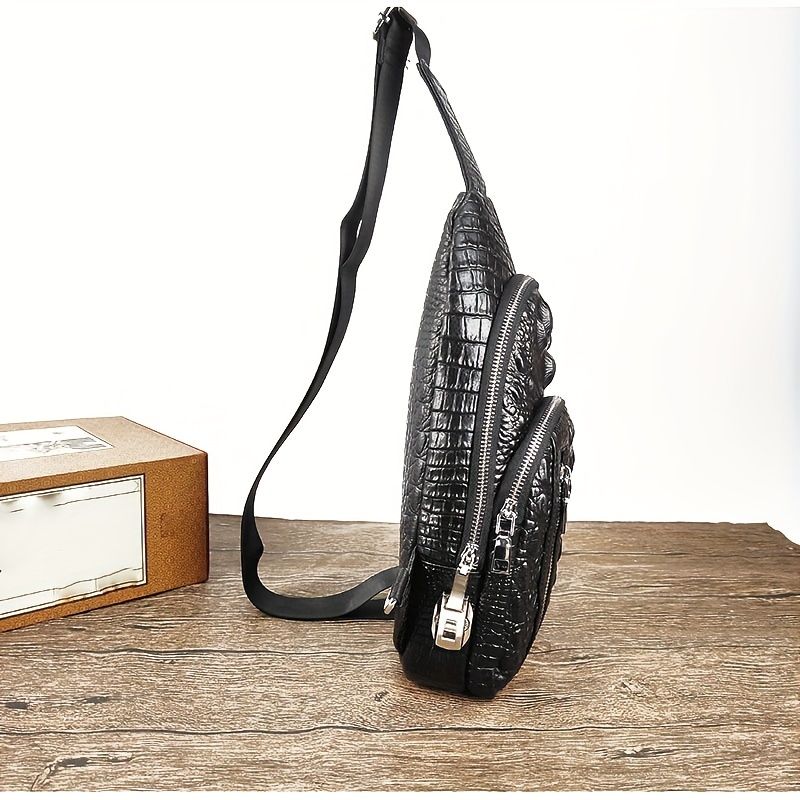 Echtes Rindsleder Herren Brusttasche mit Passwortschloss, Multifunktionale Umhängetasche, Lässiger Schulterrucksack,_voghion.com