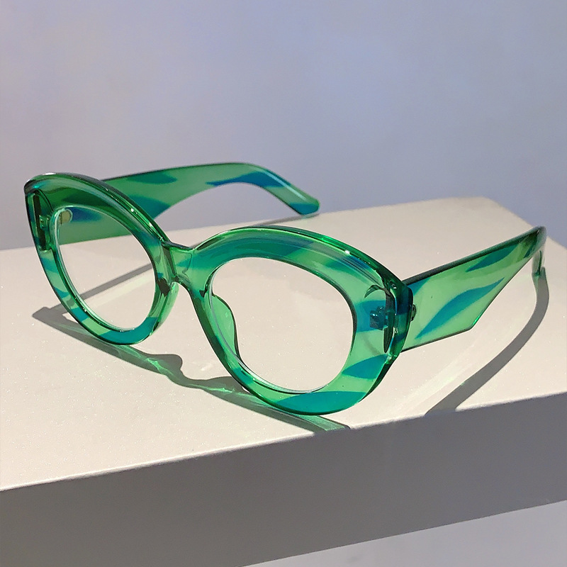 Fengins Fashion Super Cool Cat Eye Design Anti Blue Glasses Frame Street Photography Slimming Simple Versatile Flat_voghion.com