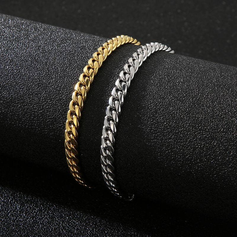 Bracciali da uomo in acciaio al titanio tinta unita alla moda_voghion.com