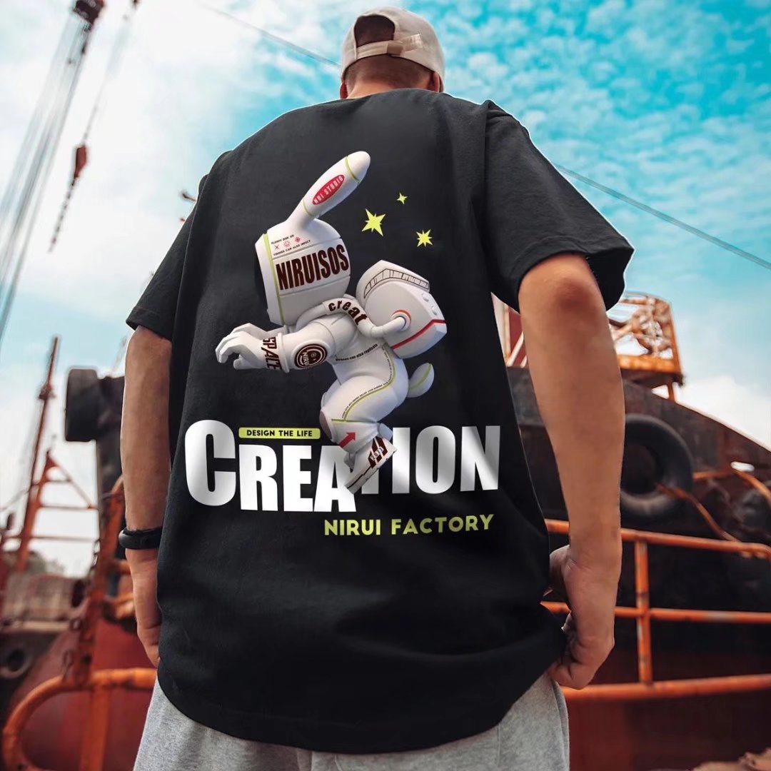 M-8XL Abito estivo da uomo con maglietta a mezza manica allentata corta stampata di marca hip-hop cinese-chic_voghion.com