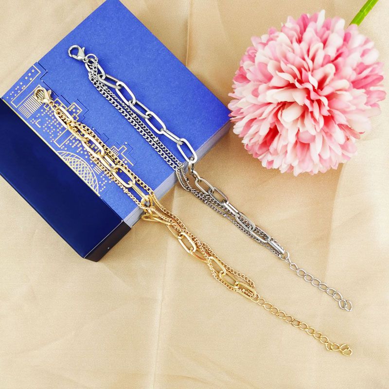 Bracelet multicouches en or simple et léger pour femme, bijou de personnalité_voghion.com