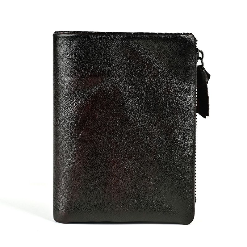 Männer Brieftasche Aus Echtem Leder Kurze Stil Zwei Falten Mini Licht Und Dünne Geld Clip Schicht Rindsleder_voghion.com
