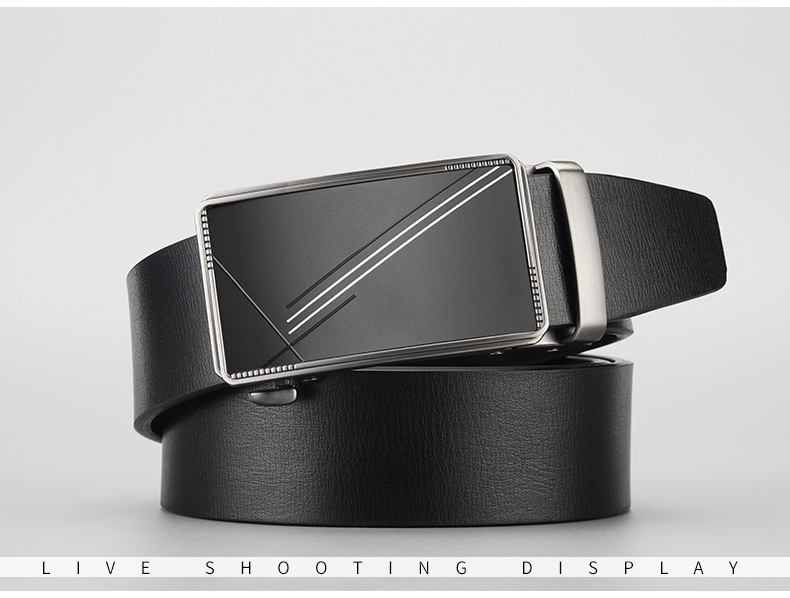 Genuine Leather Men's Belt With Automatic Buckle Business Style_voghion.com