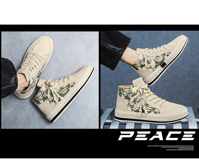 High top canva autumn niche cloth with thick ole elevated height caual board for young port and leiure men'_voghion.com